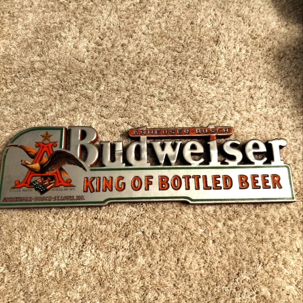 Mid 1940s War Era Budweiser Bar Back Sign
